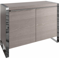 Silver Oak Finish Standard Modern Large Sideboard Cabinet Chrome Frame