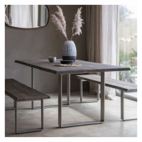 Grey Modern Extra Large 200cm Kitchen Dining Room Table Chrome Metal Base 8 Seater