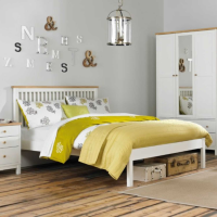 Modern Two Tone White Painted Oak Top Low Footend Bedstead Single 90cm 3ft