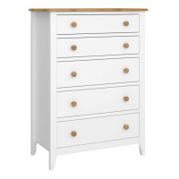 Heston 5 Drawer Chest White And Pine
