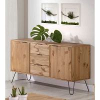 Pine Sideboard Hairpin Metal Legs 2 Doors 3 Drawers 130cm Wide