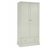 Ashby Soft Grey Painted Modern Double 2 Door 1 Drawer Wardrobe 195cm Tall x 96cm Wide