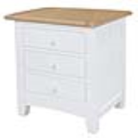 Newman 3 Drawer White Painted Wooden Bedside Cabinet Table Nightstand Oak Top
