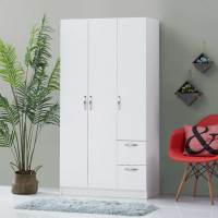 3 Door Double Wardrobe In White