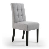Modern Silver Grey Linen Effect Fabric Upholstered Kitchen Dining Room Chair 92 x 45cm