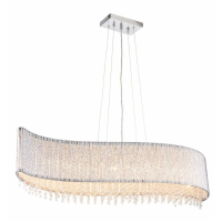 Modern Polished Chrome Crystal Detailing 8 Pendant Ceiling Light 176.5 x 112cm