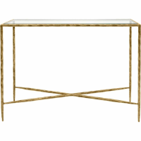 Patterdale Hand Forged Console Table Small 110x30cm Age Champagne With Glass Top