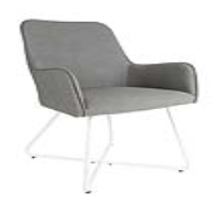 Light Grey Fabric Upholstered Outdoor Dining Chair White Metal Cross Base
