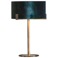 Matt Antique Brass Finish Table Lamp with Emerald Green Velvet Shade
