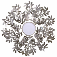 Metal Round Leaf Effect Framed Wall Mirror