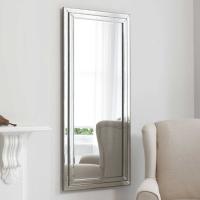 Leaner Pewter Mirrored Glass Rectangular Bevelled Full Length Wall Mirror 155cm Tall