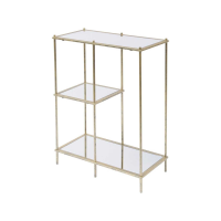 Libra Mylas Gold Finish Metal Shelving Display Unit With 3 Mirrored Glass Shelves