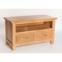 York Large 2 Drawer Light Oak Living Room TV Media Unit with An Open Shelf 55x95cm