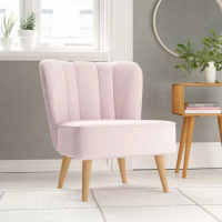 Modern Cromarty Chair Pink Blossom Occasional Chair With Wooden Legs 74 x 64cm