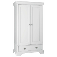 French Inspired Chantilly White Painted 2 Door Double Bedroom Wardrobe With Drawer 200 x 114cm