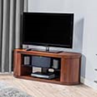 Modern Oval Curved TV Media Unit Stand Walnut Finish 50x127cm