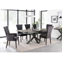 Modern Ceramic Grey Large Extending Dining Table on Metal Legs 170 to 220cm