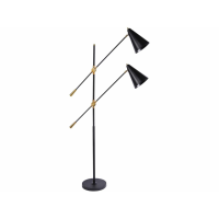 Industrial Structure Twin Head Adjustable Mercer Conical Matt Black Shades Metal Floor Lamp