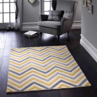 Origins Cabone Ochre Yellow Hand Tufted Geometric Zig Zag Patterned Wool Rug 160x230cm