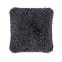 Origins Extravagance Square Polyester Shaggy Plush Scatter Cushion in Grey 43cm