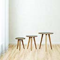 Scandinavian Style Round Solid Mango Wood Set of 3 Nesting Side Table
