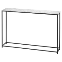 Large Cast Silver Metal Aluminium Thin Hallway Console Table 117cm Wide