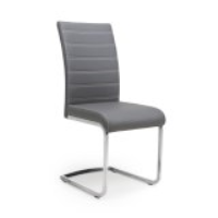 Dark Grey Leather Effect Cantilever Dining Chair Contrast White Stitching