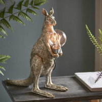 Vintage Silver Finish Kangaroo Design Figurine Unique Table Lamp with Chrome Holder