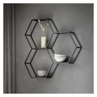 Metal Hexagon Geometric Trio Wall Hanging Open Display Storage Unit