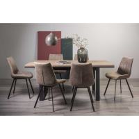 Tivoli Weathered Oak 6 to 8 Seater Table And 6 Fontana Tan Faux Suede Chairs Dining Set