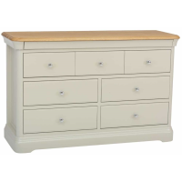Ferndale Modern Grey Painted Dresser Chest of 7 Drawers Oak Top 135cm Wide