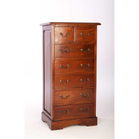Solid Mahogany Wood Village 2 Over 5 Chest Of Drawers Plinth Base 111x56x43cm