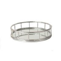Set Of 2 Detailed Silver Circular Trays