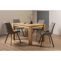 Light Oak 125 to 165cm Extending Kitchen Dining Table Set 4 Tan Faux Leather Chairs