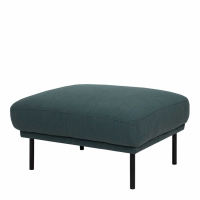 Modern Dark Green Fabric Upholstery Footstool on Black Metal Legs