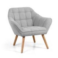 Light Grey Fabric Upholstered Studio Accent Armchair Scandinavian Style Natural Legs