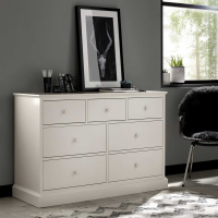 Modern Large Wide White Painted 3 Over 4 Bedroom Chest Of 7 Drawers