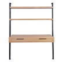 Industrial Style Oak And Steel 2 Shelf Office Desk Bookcase With Drawer 190 x 100cm