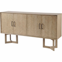 Large Art Deco 4 Door Mindi Wooden Sideboard Buffet Cabinet With Parquetry Design