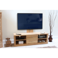 Solid Light Oak Raised Widescreen Television Cabinet TV Media Low Unit