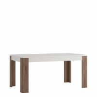 Modern Dark Oak and White Gloss 160cm Fixed Rectangular Dining Kitchen Table