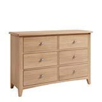 Modern Style Light Oak Wood 6 Drawer Bedroom Chest With Metal Knobs 78 x 115cm