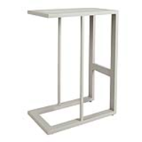 Modern Outdoor Garden Sofa Side Table Grey Painted Metal Framed Plain Glass Top