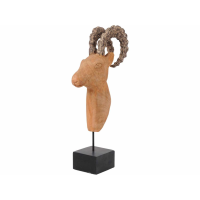 Wooden Ram Head Freestanding Sculpture