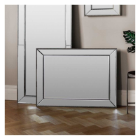 Modern Bevelled Glass Framed Large Wall Mirror Intricate Beading Detail 109.5 x 79.5cm