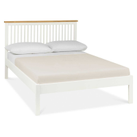 Modern 2 Tone 135cm 4ft6 Double Bed Frame White Painted Oak Top Low Foot End