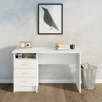 Modern White Pedestal 3 Drawer Office Desk With Metal Handles 72.6 x 120.1cm
