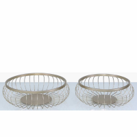 Set Of 2 Champagne Metal Trays