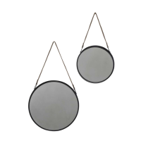 Size mm 389 Black Marston Mirrors Black with Strap Set of 2