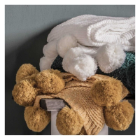 Pom Pom Chenille Throw Ochre